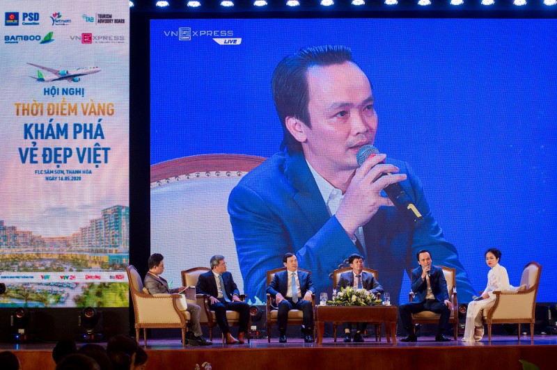 Ông Trịnh Văn Quyết, Chủ tịch Tập đoàn FLC, Chủ tịch Bamboo Airways phát biểu trong khuôn khổ Hội thảo