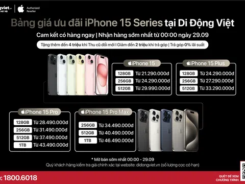 Di Động Việt tiếp tục nhận đặt hàng iPhone 15 series
