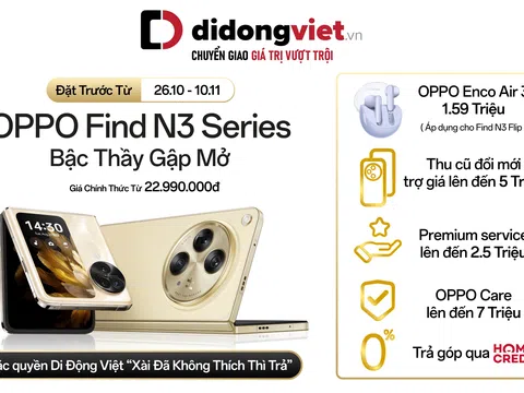 Di Động Việt nhận đặt trước OPPO Find N3 series ưu đãi lên đến 14,5 triệu đồng
