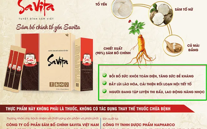 Nhiều sản phẩm của Công ty Sâm Bố Chính Savita quảng cáo chui, chưa được cấp phép?